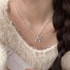 Copper - Toned Alloy Bow - Shaped Diamond - Embellished Modern Women's Necklace - 2 of 4