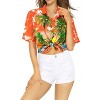 LA LEELA Button Down Shirt Casual Summer Beach Party Blouse Shirt V Neck Colorful Short Sleeve Tropical Vacation Hawaiian Shirts - 2 of 4