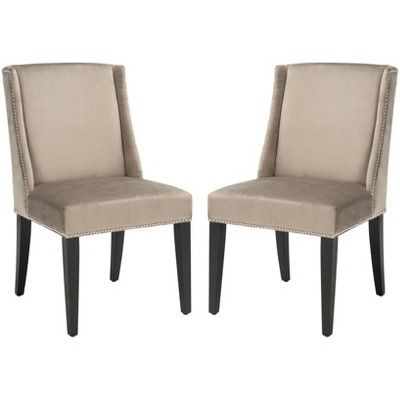 Humphry 21" H Dining Chair With Nail Head Trim (Set of 2) - MCR4713 - Mushroom - Safavieh Couture