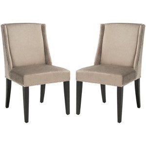 Humphry 21" H Dining Chair With Nail Head Trim (Set of 2) - MCR4713 - Mushroom - Safavieh Couture - 1 of 4