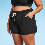 Women's 5" Inseam Quick Dry High Waisted Bikini Bottom - Kona Sol™ - Black