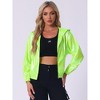 INSPIRE CHIC Women's Holographic Shiny Long Sleeve Zipper Hooded Metallic Jacket - 2 of 4