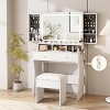 Makeup Desk with Mirror, Sliding Jewelry Storage Shelves & 3 Lighting Modes, White Vanity Set - 4 of 4