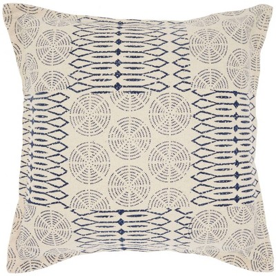 Life Styles Printed Circle Patch Oversize Square Throw Pillow Indigo - Nourison