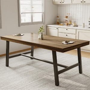 Homhougo 71 Inch Rectangular Dining Table for 6-10 People, Modern Farmhouse Kitchen Table with Adjustable Feet - 1 of 4
