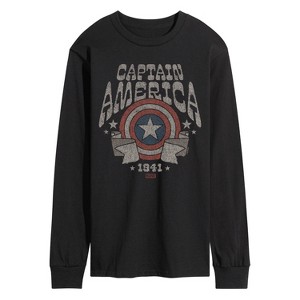 Men's - Marvel - Captain America Band Tee Style Long Sleeve Graphic T-Shirt - 1 of 4