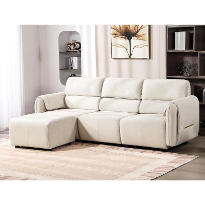 DYHOME Modular Sofa Sectional Couch for Livingroom, Microfiber Comfy Cloud Couch with Ottoman, Cream White