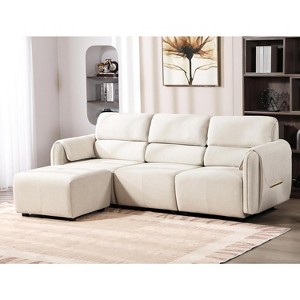 DYHOME Modular Sofa Sectional Couch for Livingroom, Microfiber Comfy Cloud Couch with Ottoman, Cream White - 1 of 4