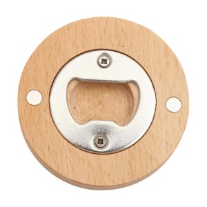 Unique Bargains Bottle Opener Magnetic Beer Opener Beech Wood Light Brown 2.56"x0.59" 1 Pcs - 1 of 4