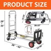 2-in-1 Convertible Hand Truck,Platform Truck Dolly with 4 Wheel, Wheel Dolly Cart with Telescoping Handle for Moving Warehouse, Garden, Grocery - 2 of 4