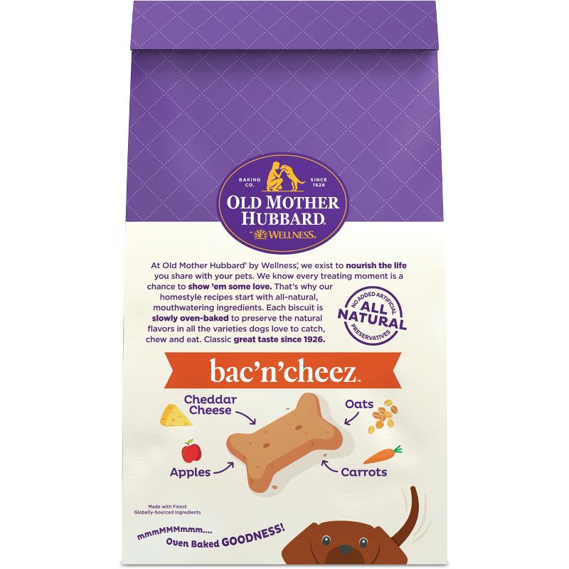 Old Mother Hubbard by Wellness Classic Crunchy Bac&#39;N&#39;Cheez Biscuits Small Oven Baked with Carrot, Apple, Cheese and Bacon Dog Treats - 20oz, 3 of 11