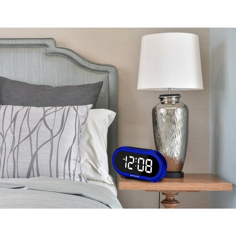 Riptunes Digital Alarm Clock with 5 Alarm Sounds - Blue, 4 of 5