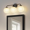 DORESshop 3-Light Black Vanity Light with Frosted Striped Globe Shades, E26 Base, Non-Integrated Bulbs, Modern Round Wall Fixture - 4 of 4