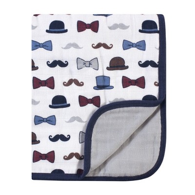 Little Treasure Baby Boy Cotton Muslin Tranquility Quilt Blanket, Handsome Fella, One Size