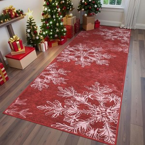 Christmas Rug Washable Rug for Living Room, Snowflake Printed Mats - 1 of 4