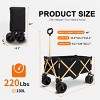 YONWAY Heavy Duty Folding Wagon Cart with Adjustable Handle, Big Wheels, and Drink Holders for Beach, Camping, and Shopping - Black - 3 of 4