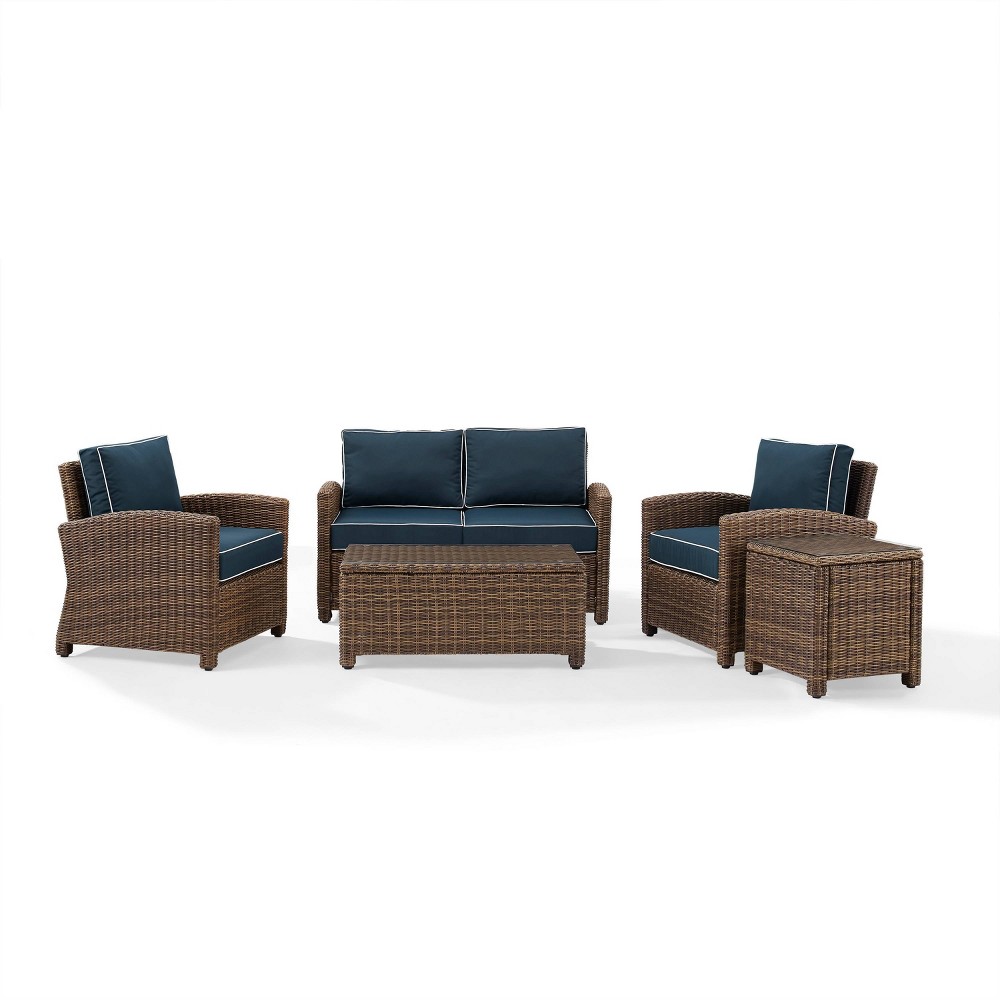 Photos - Garden Furniture Crosley Bradenton 5pc Outdoor Wicker Conversation Set - Navy - : Steel Fram 