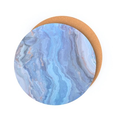 Luxurious Navy Faux Marble Cork Round Placemats Set of 6