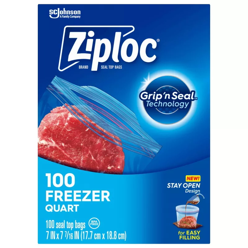 Ziploc Quart Storage Bags with Grip n Seal Technology (100 ct)
