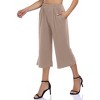 Women's Elastic Waist Solid Palazzo Casual Wide Leg Pants with Pockets - 2 of 4