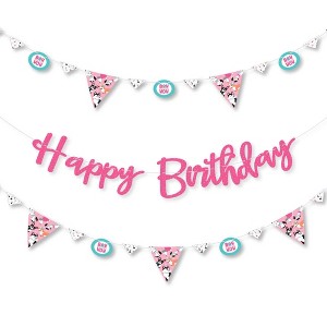 Big Dot of Happiness Pawty Like a Puppy Girl - Pink Dog Birthday Party Letter Banner Decoration - 36 Banner Cutouts and Happy Birthday Banner Letters - 1 of 4