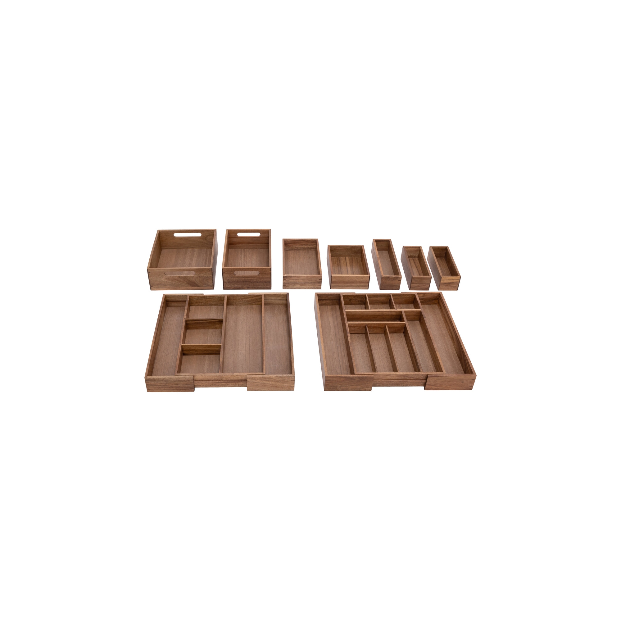 9-Piece Acacia Wood Pantry Kitchen Storage Organizer Set