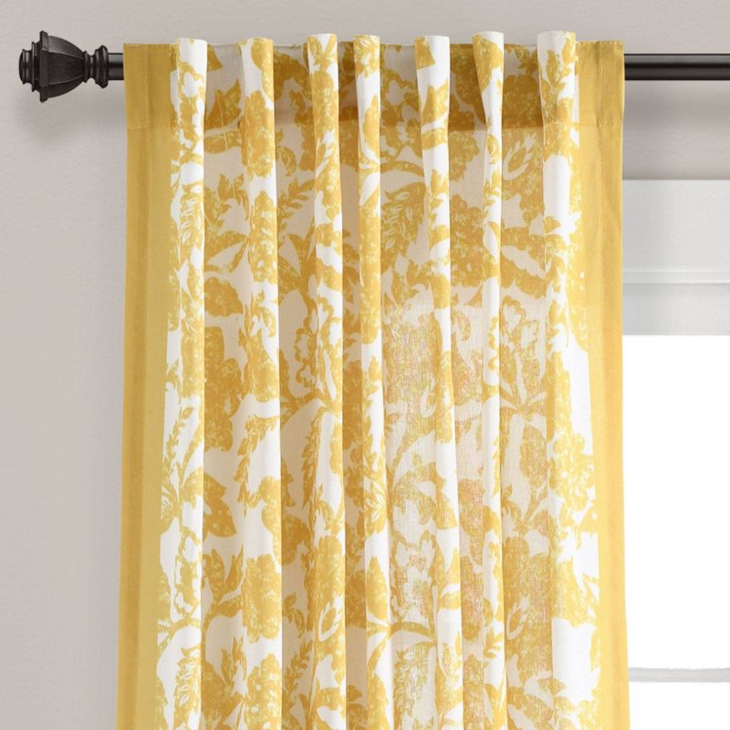 1pc 52&#34;x84&#34; Light Filtering Emma Textured Jacobean Curtain Panel Yellow - Lush D&#233;cor, 3 of 8