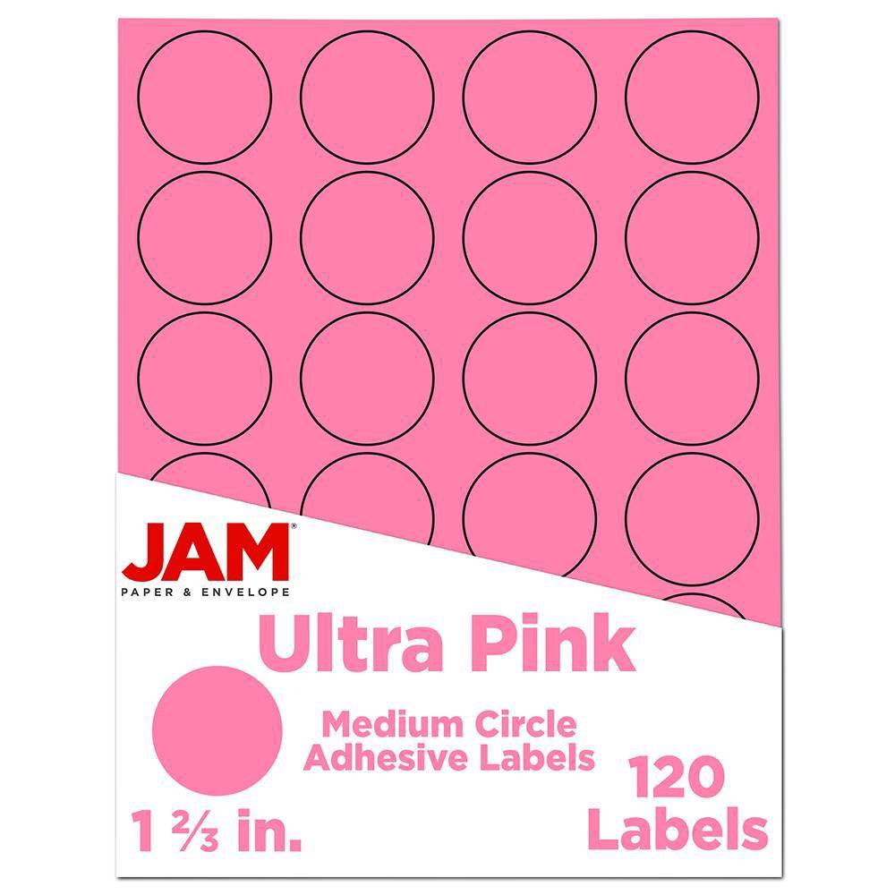 Photos - Other Souvenirs JAM Paper Circle Sticker Seals 1 2/3" 120ct - Pink