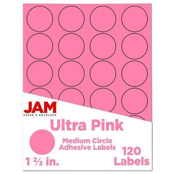 JAM Paper Circle Sticker Seals 1 2/3" 120ct - Pink
