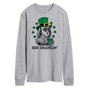 Men's - Instant Message - St Paddys Ben Drankin Long Sleeve Graphic T-Shirt - 1 of 4