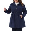 Women's Plus Size Lapel Long Sleeves Pockets Winter Casual Single Breasted Pea Coat with Belt - Agnes Orinda - 2 of 4