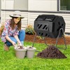 Costway 42-Gal Compost Bin Dual Chamber Composting Tumbler with 2 Sliding Doors Metal Frame Black/Green - 4 of 4