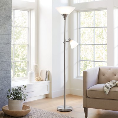 Mother Daughter Torchiere Floor Lamp with Glass Shade Threshold