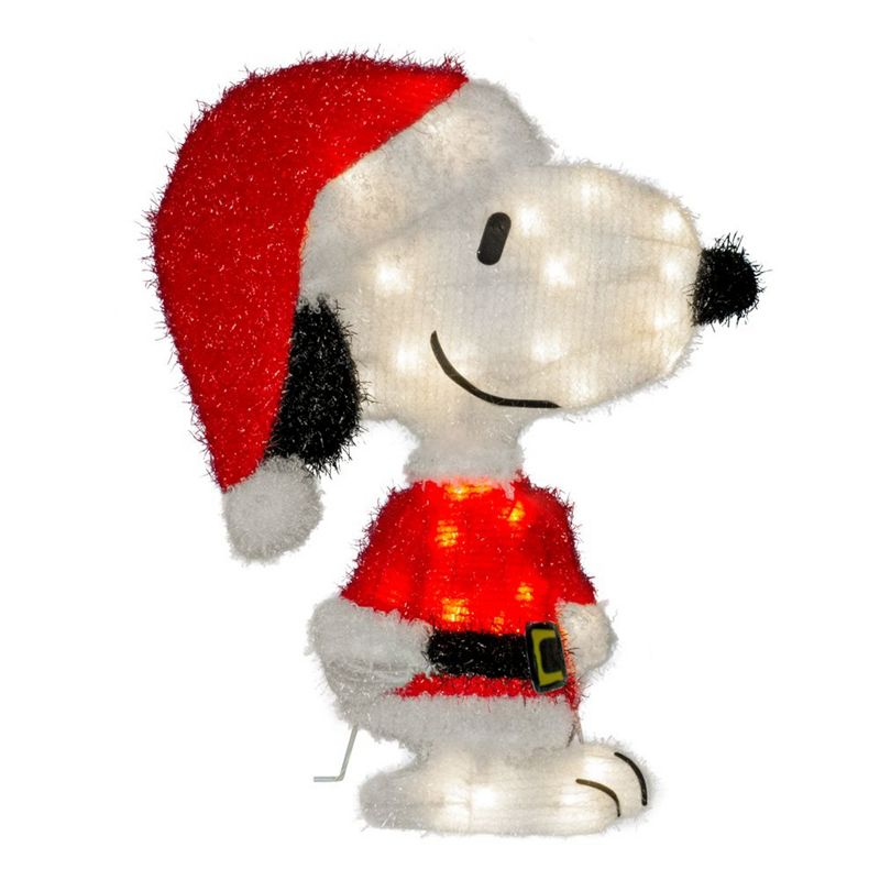 ProductWorks 36213_L2D_MYT 18 Inch Steel Framed Pre-Lit LED Peanuts Snoopy Santa Indoor/Outdoor Holiday Decoration Display, Red and White, 1 of 7