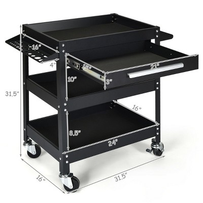 Costway Three Tray Rolling Tool Cart Mechanic Storage Toolbox
