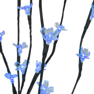 Northlight Pre-Lit Cherry Blossom Artificial Tree Branches - 2.5" - Blue LED LIghts - Set of 3