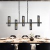 DORESshop 5-Light Black Linear Island Pendant Hanging Light Modern Farmhouse Chandelier Light for Kitchen Dining Room Restaurant - 2 of 4