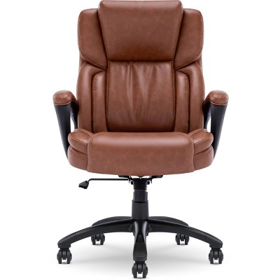 Cognac Bonded Leather Ergonomic Executive Office Chair