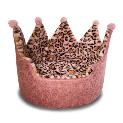Precious Tails Leopard Princess Cat and Dog Bed - S - Pink