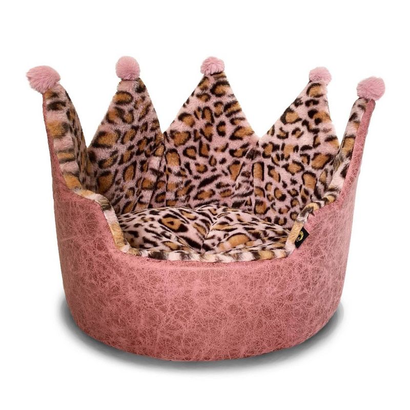 Precious Tails Leopard Princess Cat and Dog Bed - Pink, 1 of 7