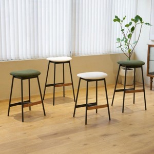Modern 2-piece bar stool set, counter height and bar height bar stools, soft fabric upholstered - 1 of 4
