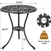 24" Cast Aluminum Patio Bistro Table with Umbrella Hole, Outdoor Round Coffee Bistro Side Table, Anti-Rust Outdoor Furniture - 2 of 4