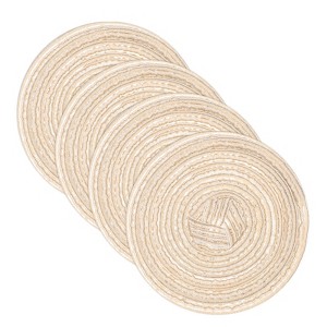 Unique Bargains Woven Braided Washable Decorative Round Placemat 4 Pcs - 1 of 4