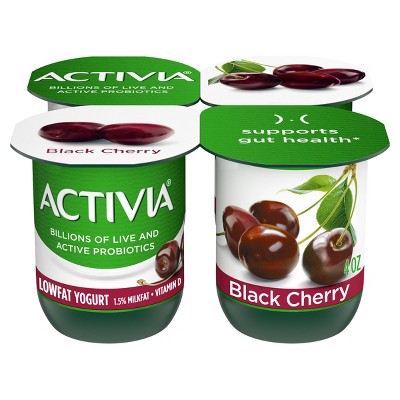 Activia Low Fat Probiotic Black Cherry Yogurt - 4ct/4oz Cups