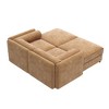 Stylish White Chenille 2-Seater Sofa with 2 Ottoman Storage Seat, Cylindrical Backrest and Armrests - 4 of 4