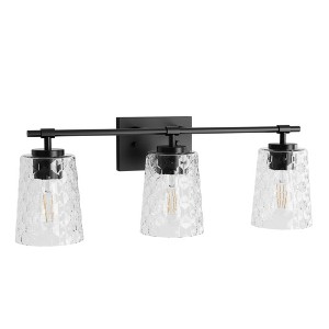 DORESshop 24 in. 3-Light Black Vanity Light withCone Glass Shades for Bathroom, Mirror, Hallway - 1 of 4