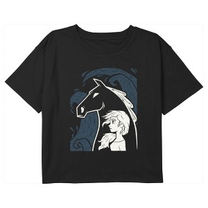 Girl's Frozen 2 Elsa and The Nokk Silhouettes Crop T-Shirt - 1 of 3