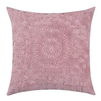 Euro Rio Collection 100% Cotton Tufted Unique Luxurious Floral Design Pillow Sham Pink - Better Trends