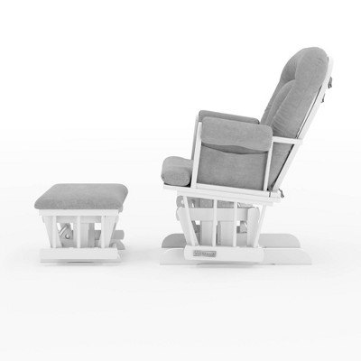 Matte White and Gray Glider Rocker with Ottoman Set