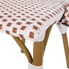 Outdoor PE Ratten and Aluminum French Bistro Chairs, Set of 2, Rusted Red & White, Bamboo Print Finish. - 3 of 4